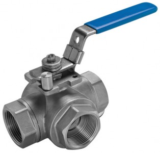 1/2" S/S Ball Valve 3-Way L-Port
