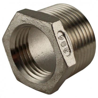 1/2" MPT to 3/8" FPT SS Bushing Reducer Coupling