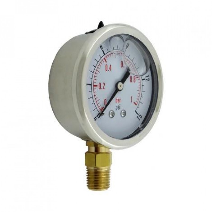 2 1/2″ Low Pressure Liquid Filled 15# Gauge, product image from Quirkyhomebrew