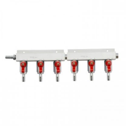 6-Way Gas Distributor/Manifold With 3/8" Barbs