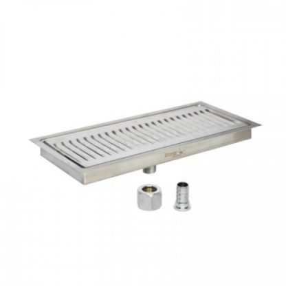 12″ x 5″ Flush Mounted Drip Tray – Brushed Stainless – With Drain