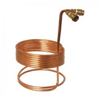 Copper Immersion Wort Chiller 25' with Brass Garden Hose Fittings