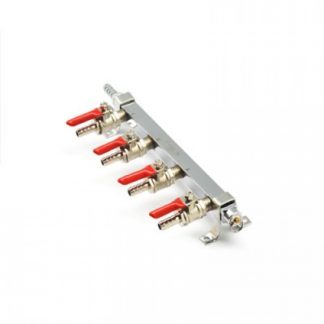 4-Way Gas Distributor with Check Valve Shut Offs with 3/8" Barbs and PRV