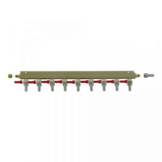 9-Way Gas Distributor, 3/8" Barb Shutoffs (with Check Valves)