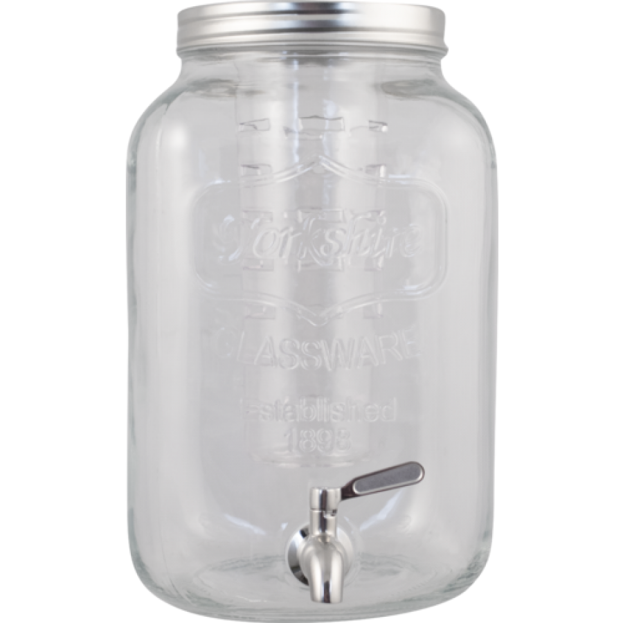 Glass Beverage Dispenser with Infuser and Stainless Spigot - 5L / 1.3 gal.