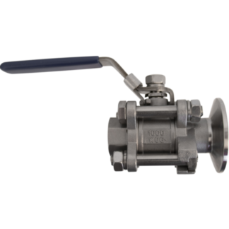 3 Piece Stainless Ball Valve - 1.5 in. TC (Tri Clamp) x 1/2 in. NPT