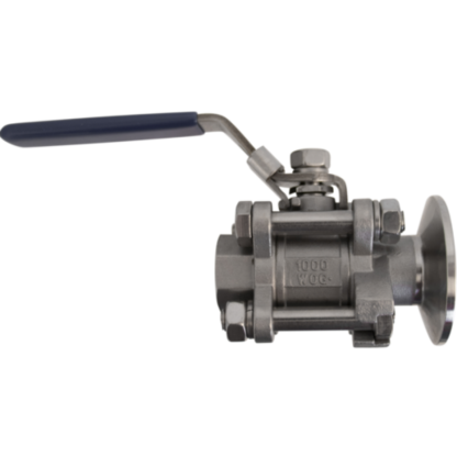 3 Piece Stainless Ball Valve - 1.5 in. TC (Tri Clamp) x 1/2 in. NPT