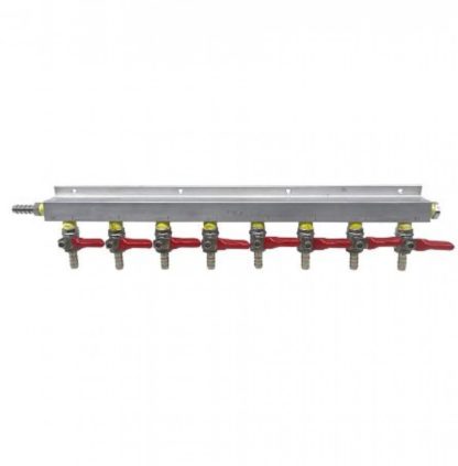 8-Way Gas Distributor, 5/16" Barb Shutoffs (Without Check Valves)
