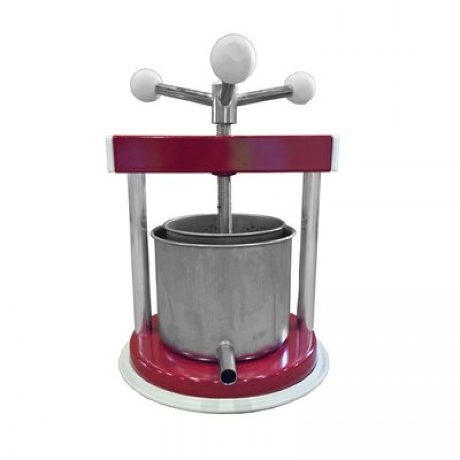 Small Food Press | Fruit | Cheese | Butter | 12 cm x 11.5 cm | Stainless Steel Basket and Basin | Red "Tommy" Model