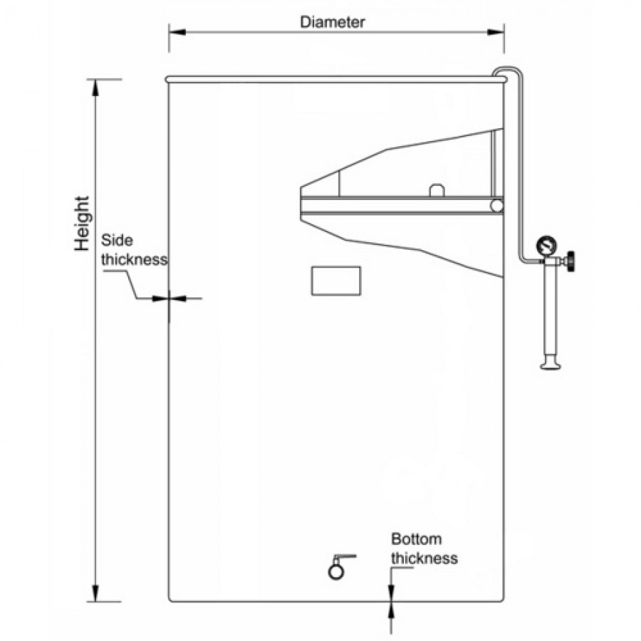 Marchisio Variable Volume Tank | Flat Bottom | Stainless Steel | Marbled Finish | 200L - Image 2