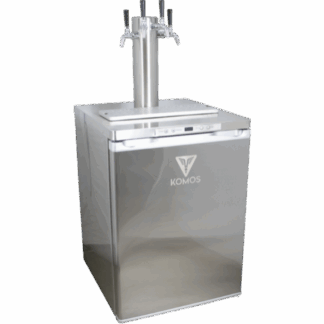 KOMOS® Deluxe Kegerator | Stainless Steel Exterior | Fan Cooled Stainless Tower | Digital Thermostat | Casters | Regulator | Fits 1 Half Barrel Keg or 4 Corny Kegs - 1 tap version