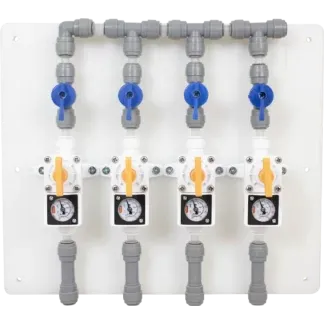 Duotight Draft Regulator Board | Gas Manifold | 4 Way With Shutoff Valves