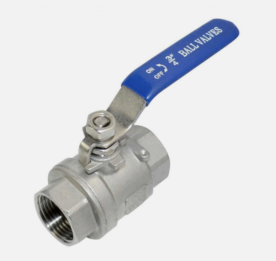 3/4" NPT Threaded Full Port Ball Valve, 2-Piece, Stainless Steel 316