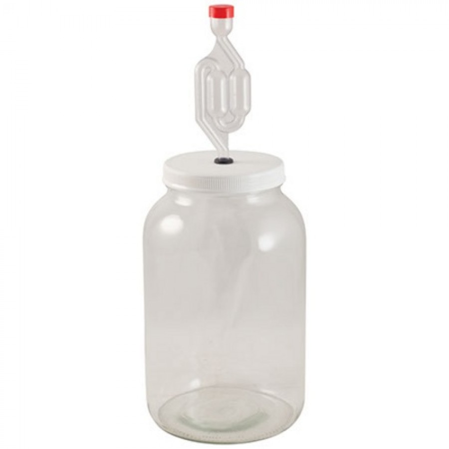 1 Gallon Glass Jar Fermenter Kit with Plastic Lid & Airlock