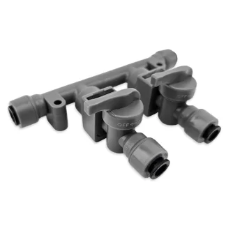 2 Way Duotight Gas Manifold with Push-In Check Valves - 8 mm