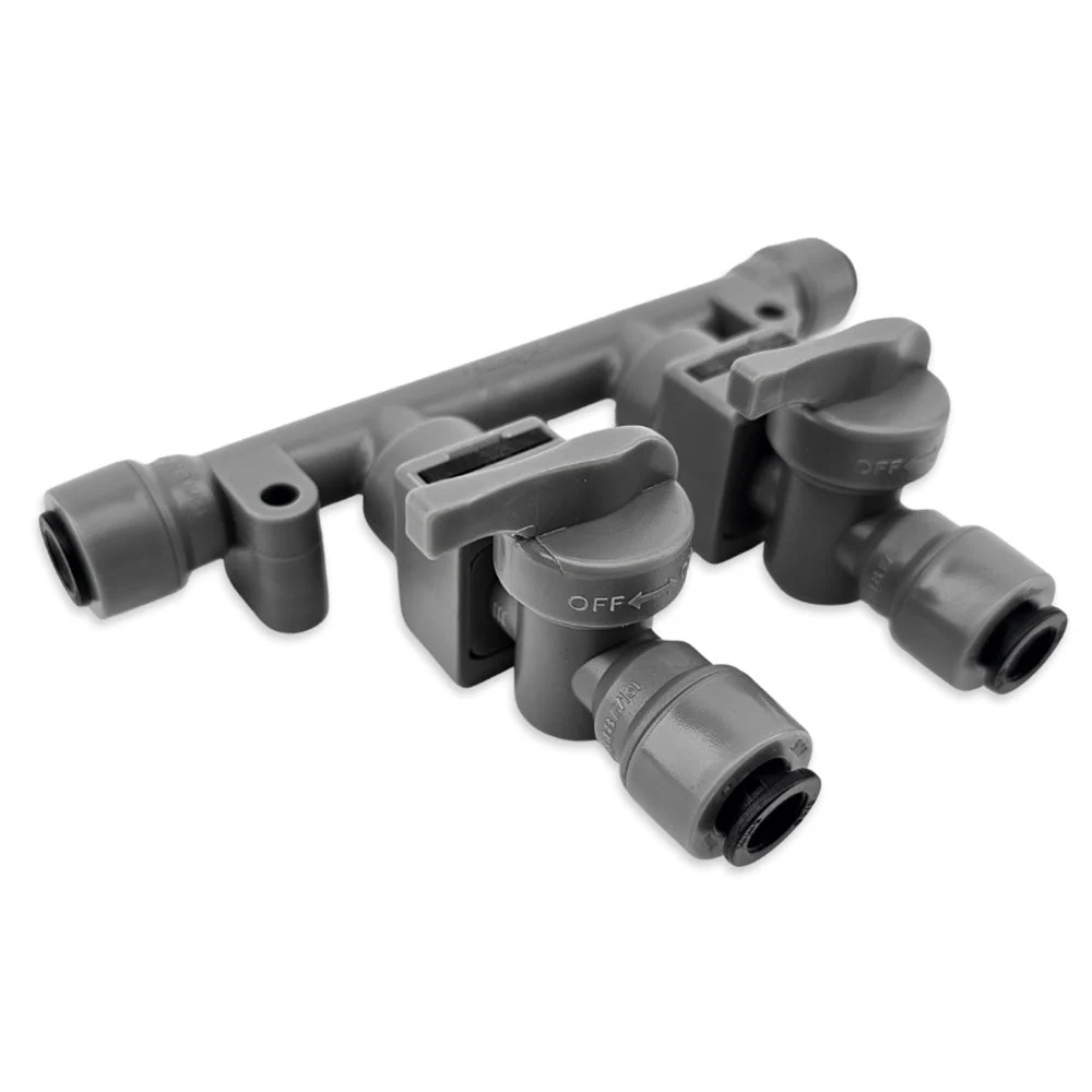 2 Way Duotight Gas Manifold with Push-In Check Valves - 8 mm